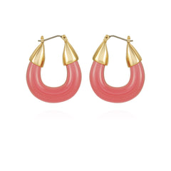 Goldtone Pink Candy Hoop Earrings