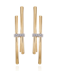 Goldtone Crystal Stone Fish Hook Earrings