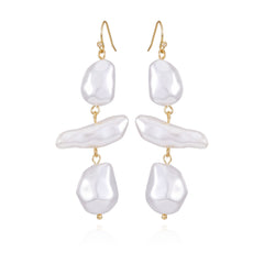 Goldtone Pearl Linear Drop Earrings
