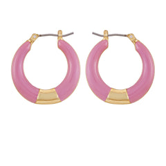 Gold Tone Enamel Hoop Earrings