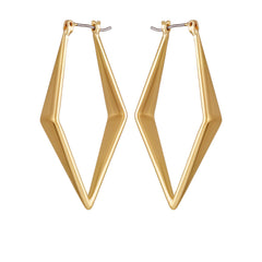 Goldtone Diamond Shaped Hoop Earrings