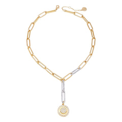 Two Tone Coin Pendant Y Necklace