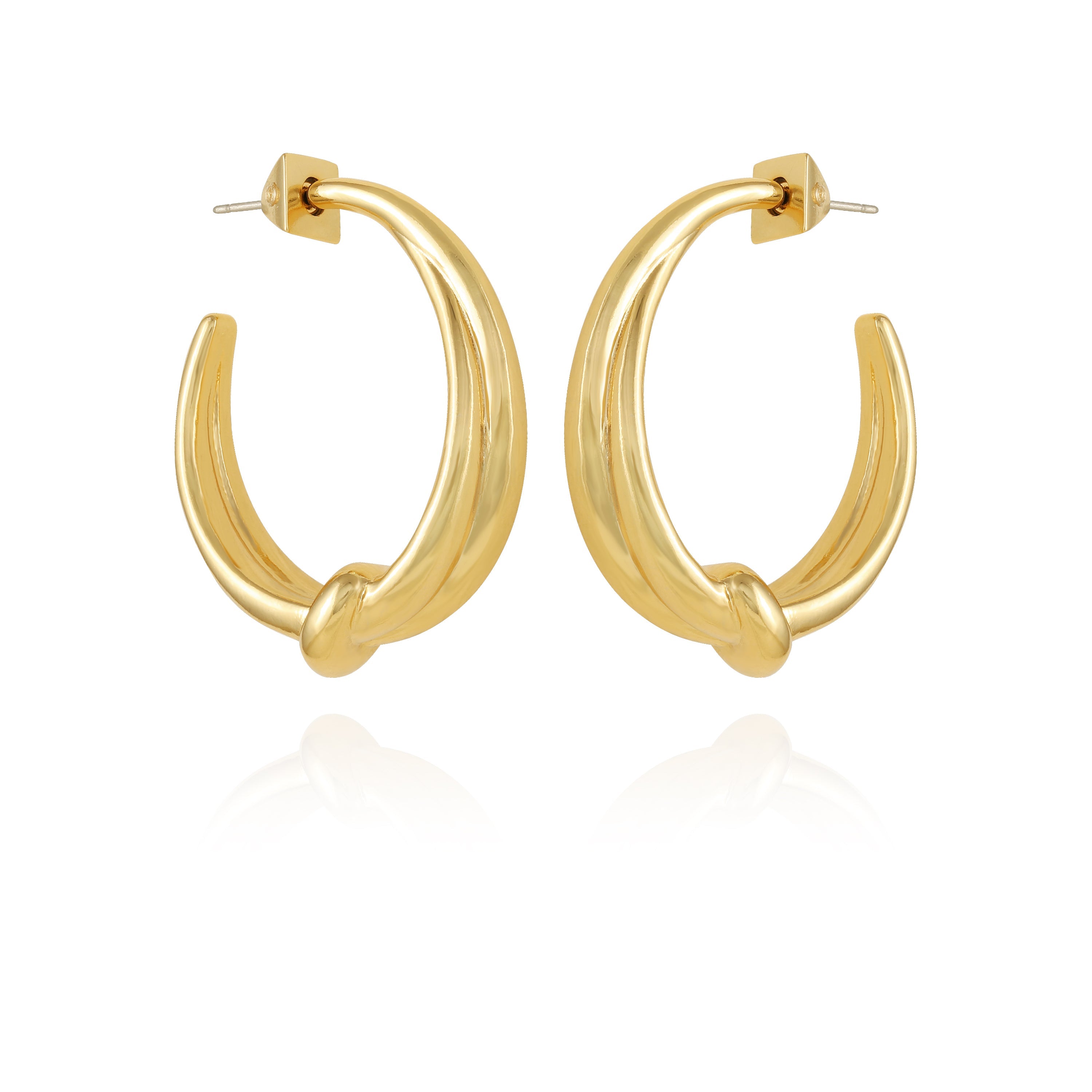 Goldtone Open Knotted Hoop Earrings