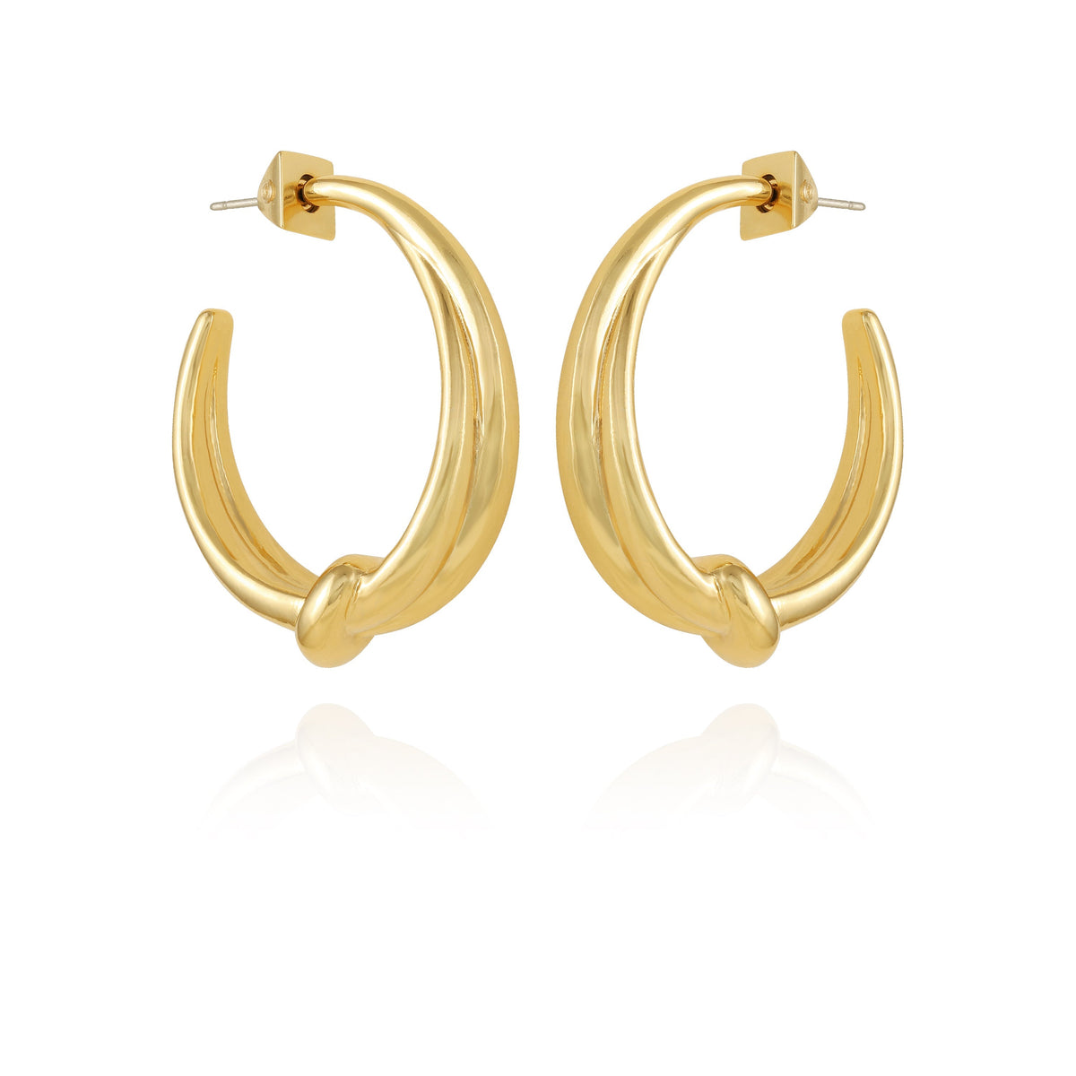 Goldtone Open Knotted Hoop Earrings