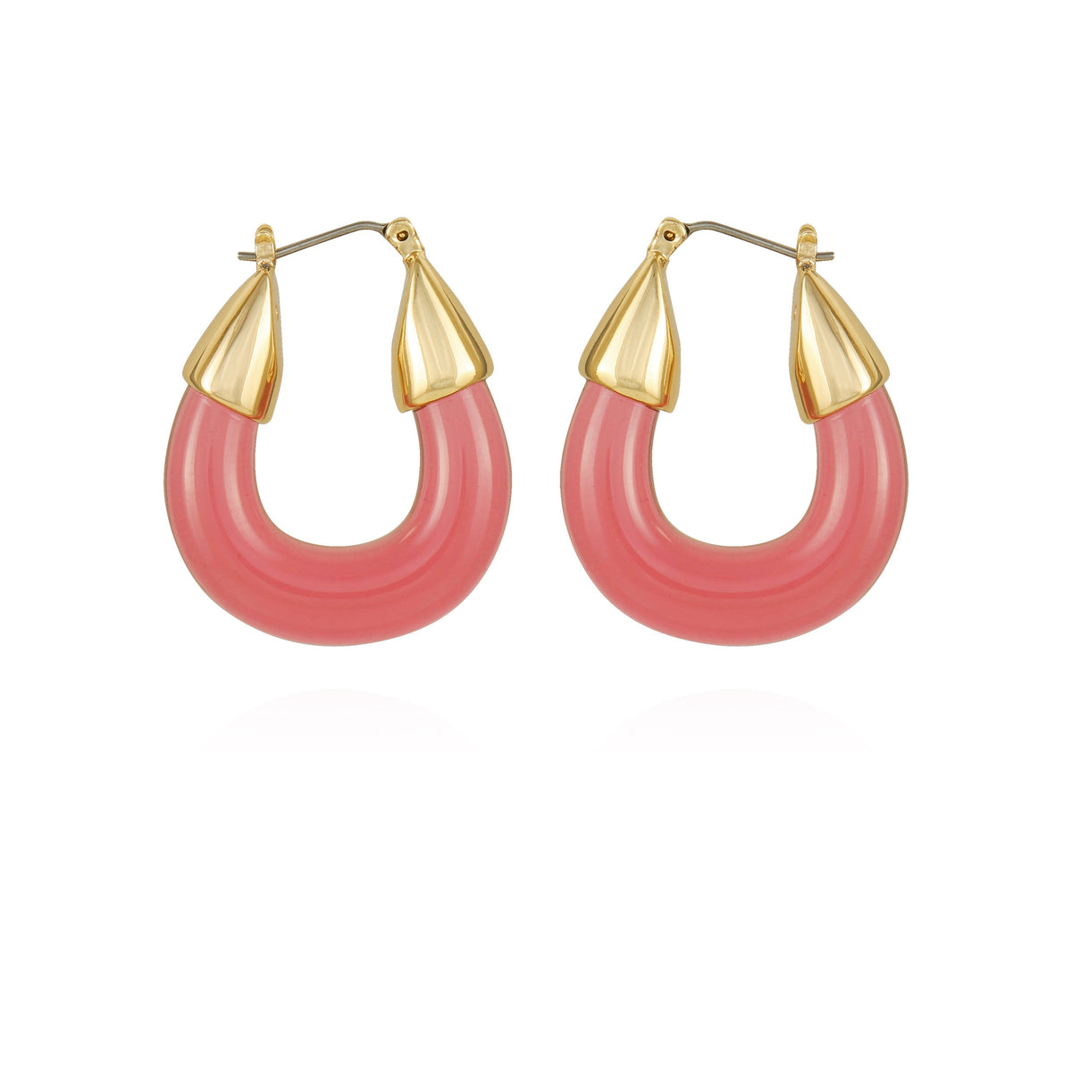 Goldtone Pink Candy Hoop Earrings