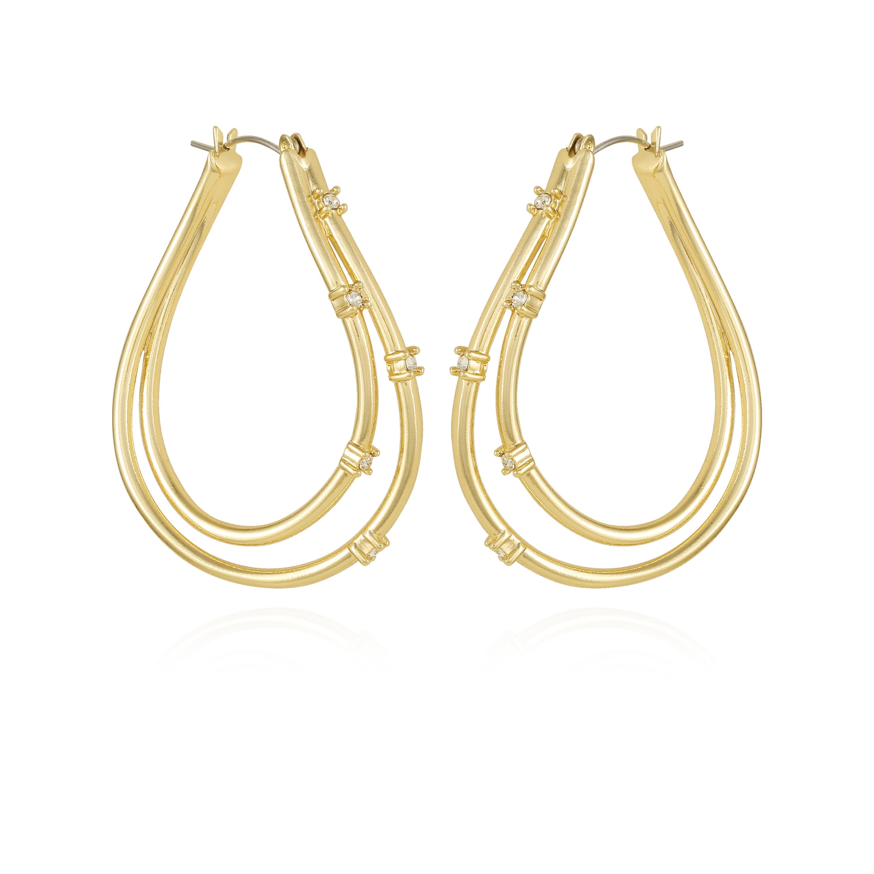 Goldtone Double Oval Hoop Earrings