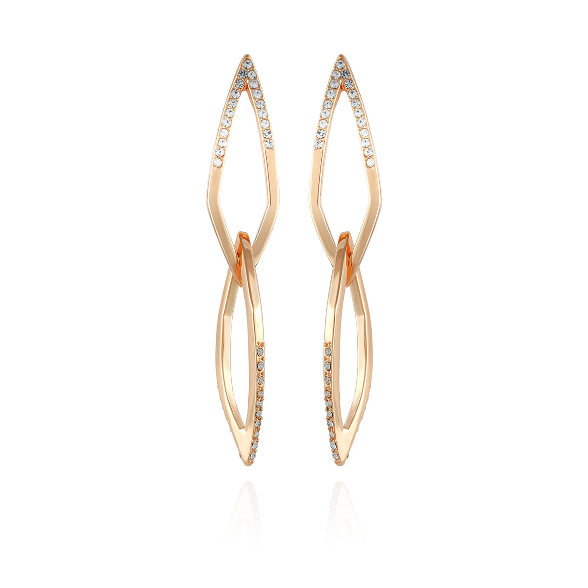 14K Goldtone Crystal Stone Link Drop Earring