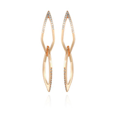 14K Goldtone Crystal Stone Link Drop Earring