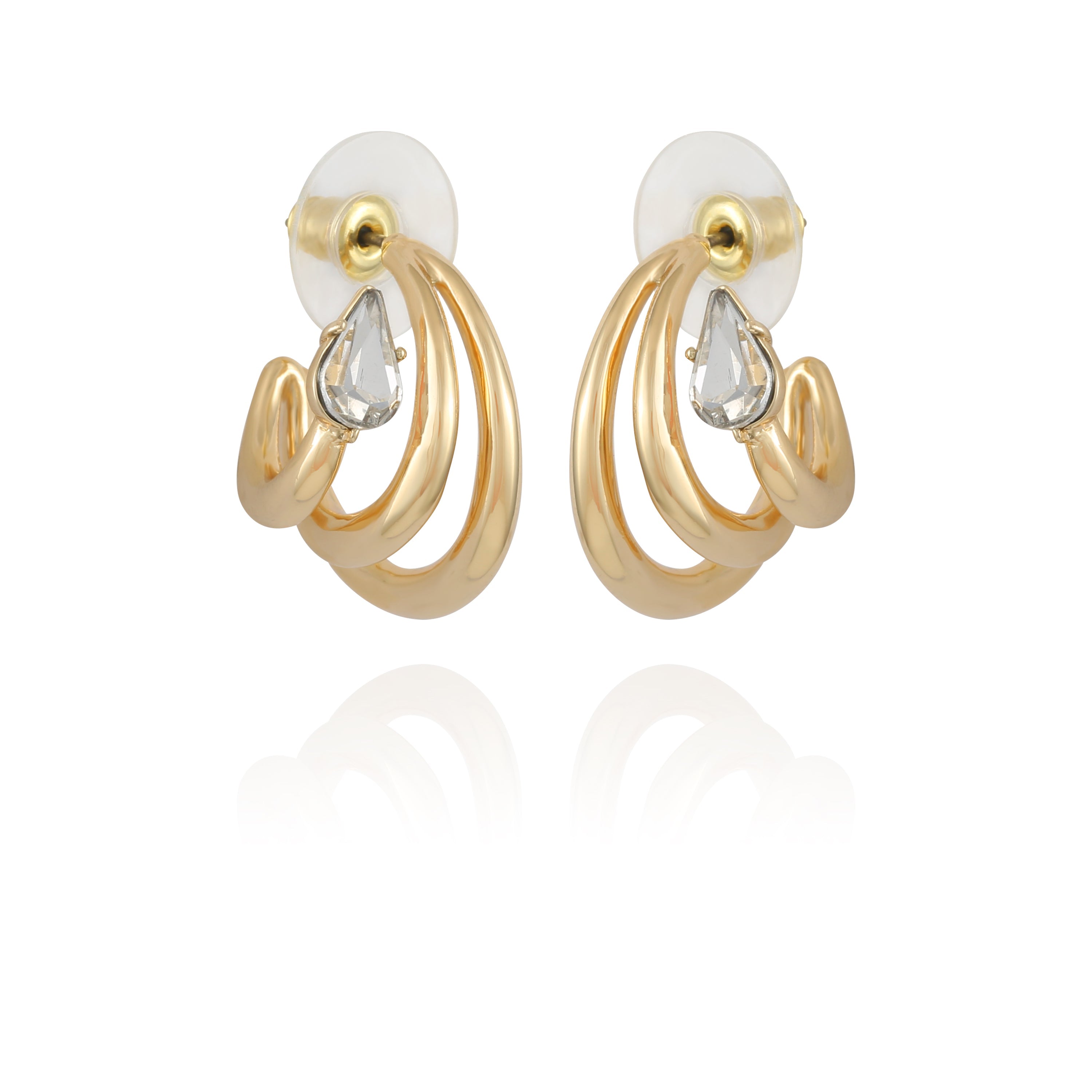 Goldtone Crystal Stone Small Hoop Earring