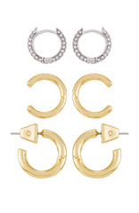 Goldtone & Crystal Hoop Earring Set