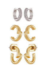 Goldtone & Crystal Hoop Earring Set