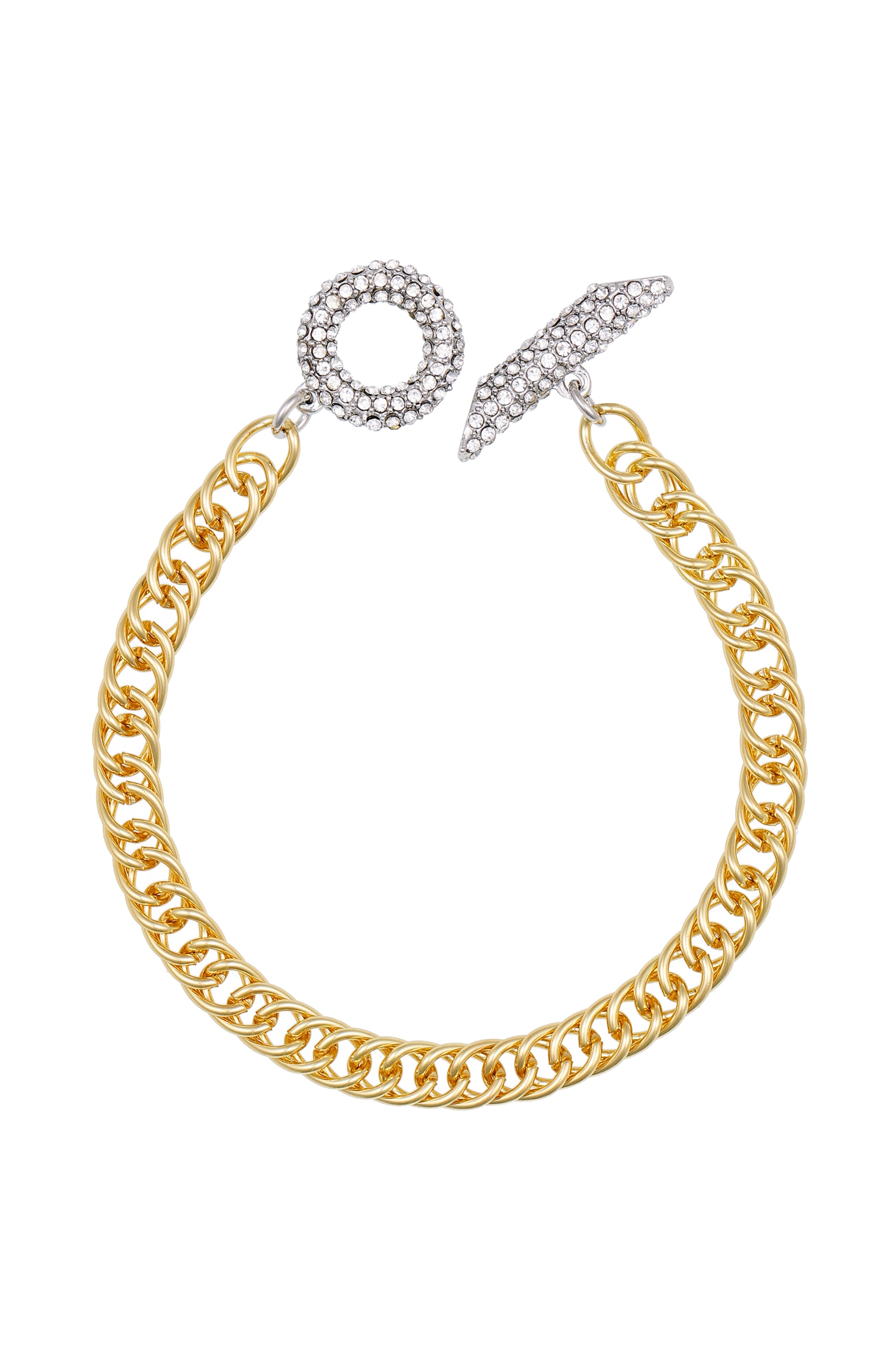 Goldtone & Crystal Toggle Chain Bracelet