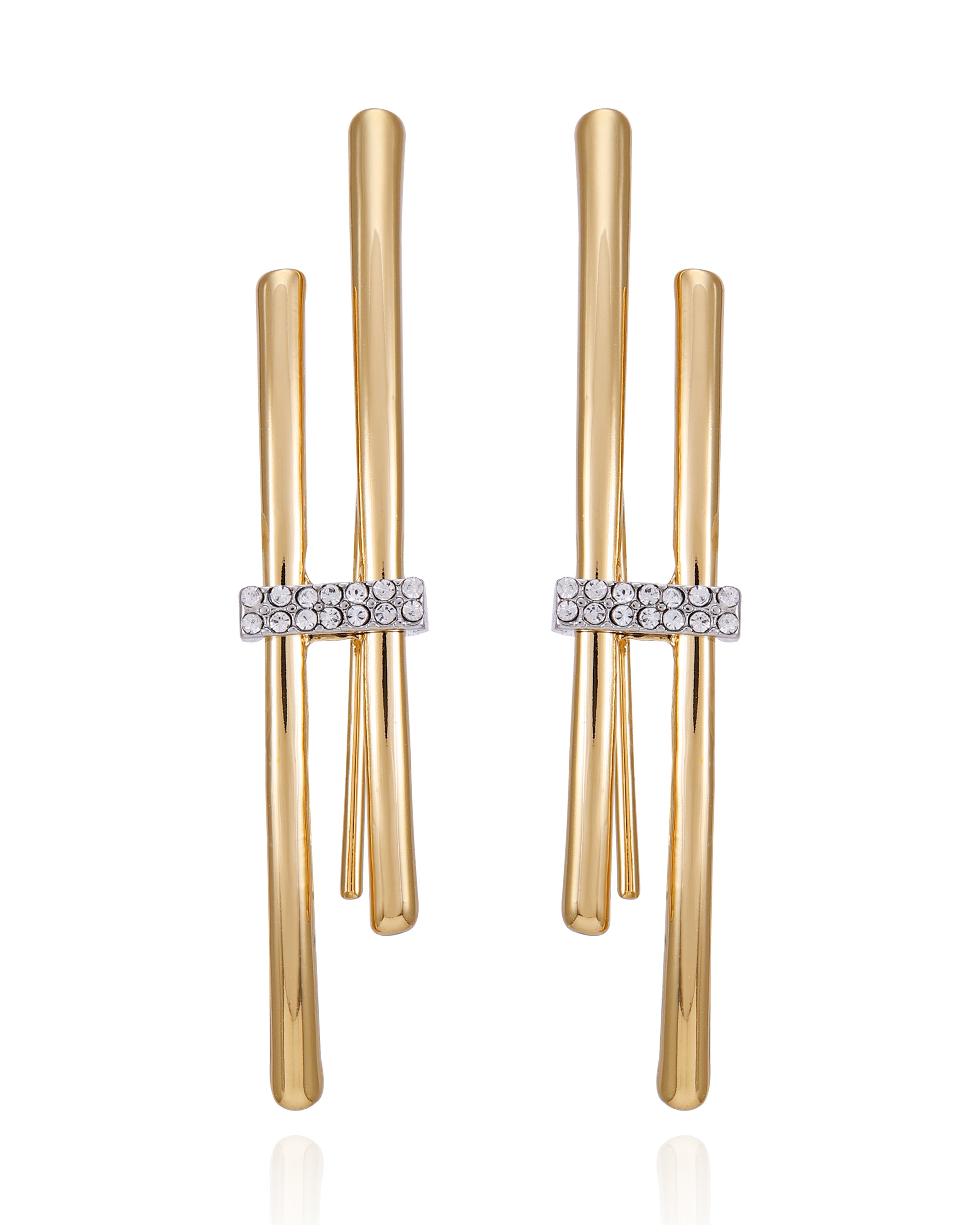 Goldtone Crystal Stone Fish Hook Earrings