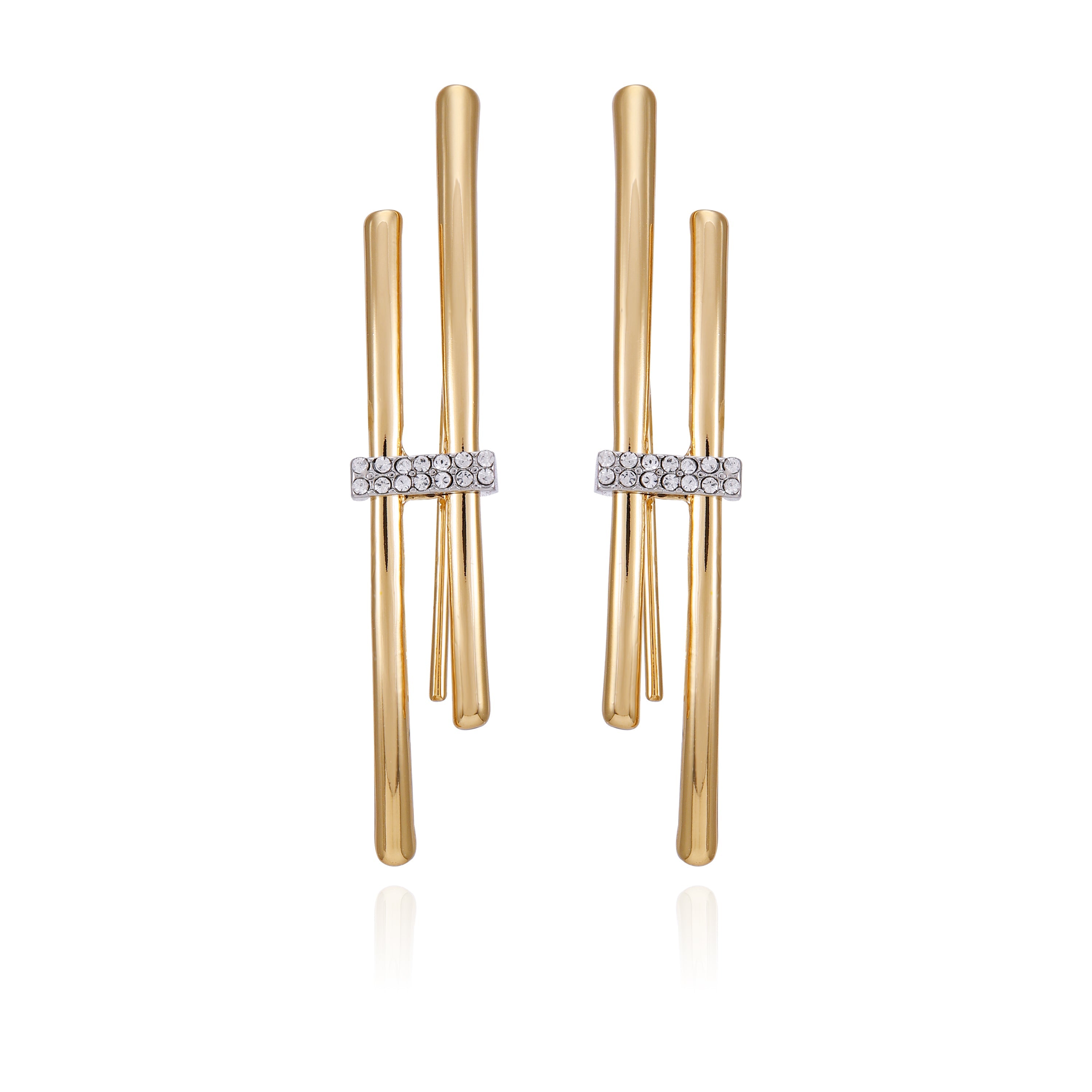 Goldtone Crystal Stone Fish Hook Earrings