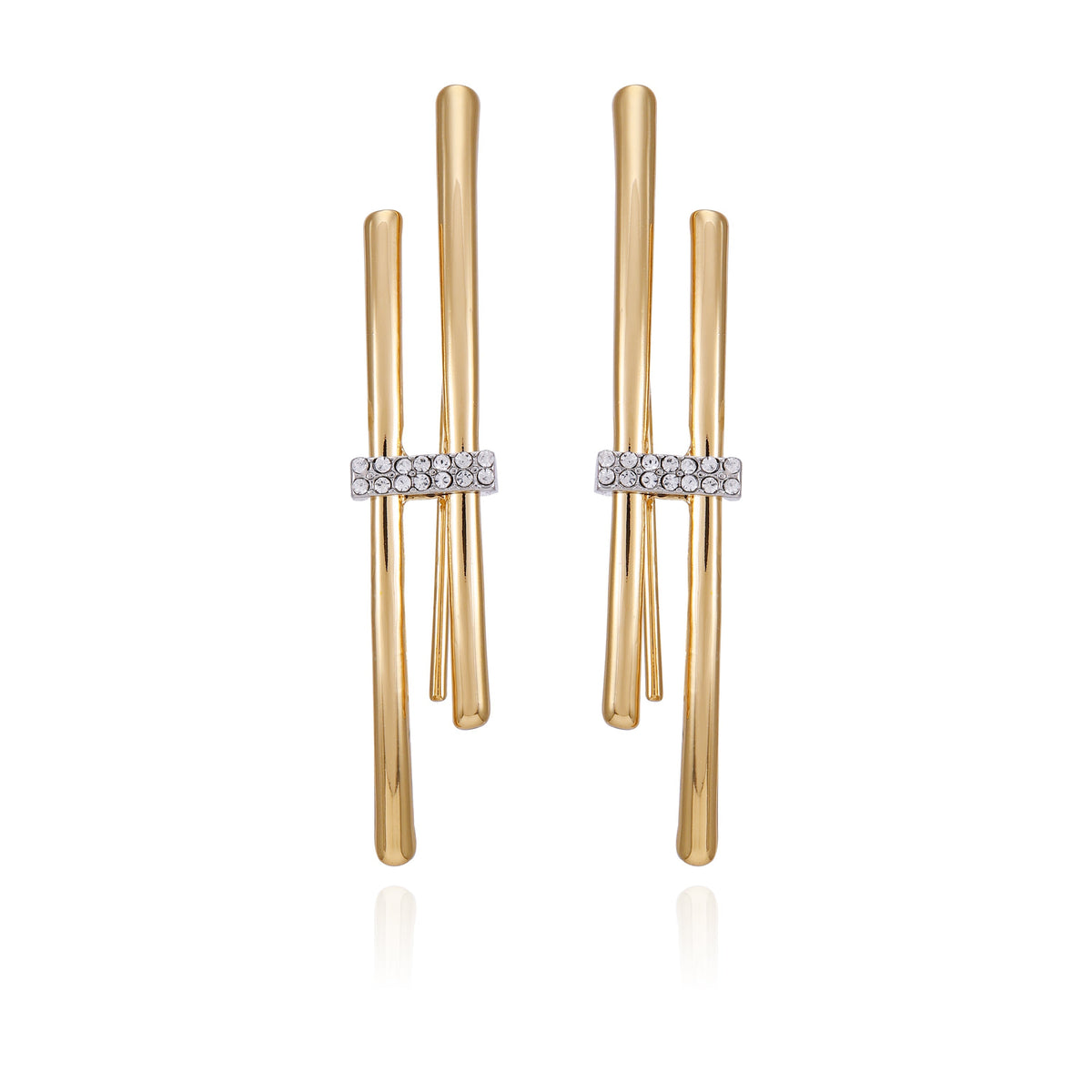 Goldtone Crystal Stone Fish Hook Earrings