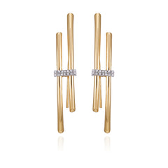 Goldtone Crystal Stone Fish Hook Earrings