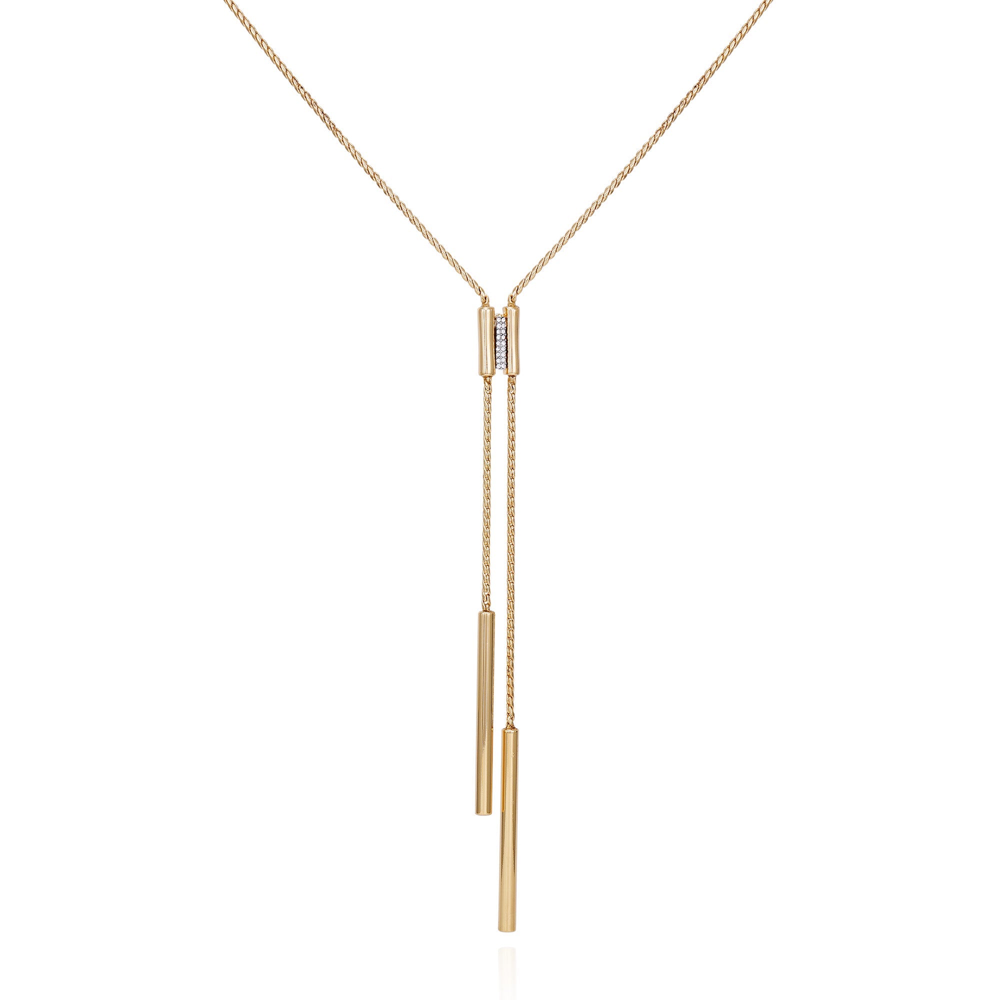 Goldtone Crystal Stone Long Y-Necklace