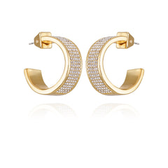 Goldtone Crystal C Hoop Earrings