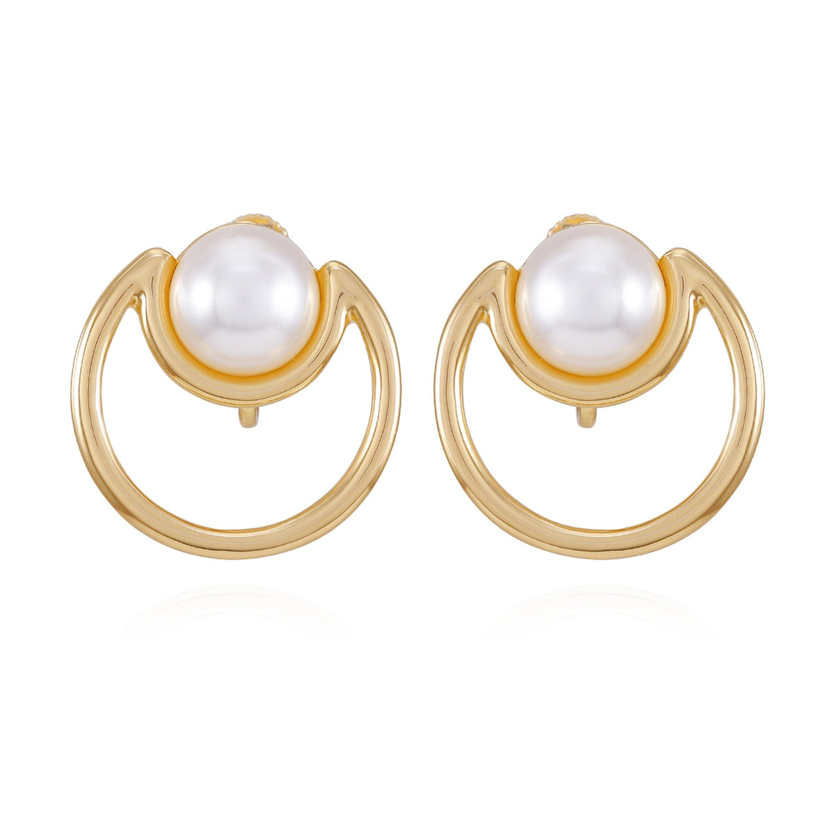 Goldtone Pearl Clip On Earrings