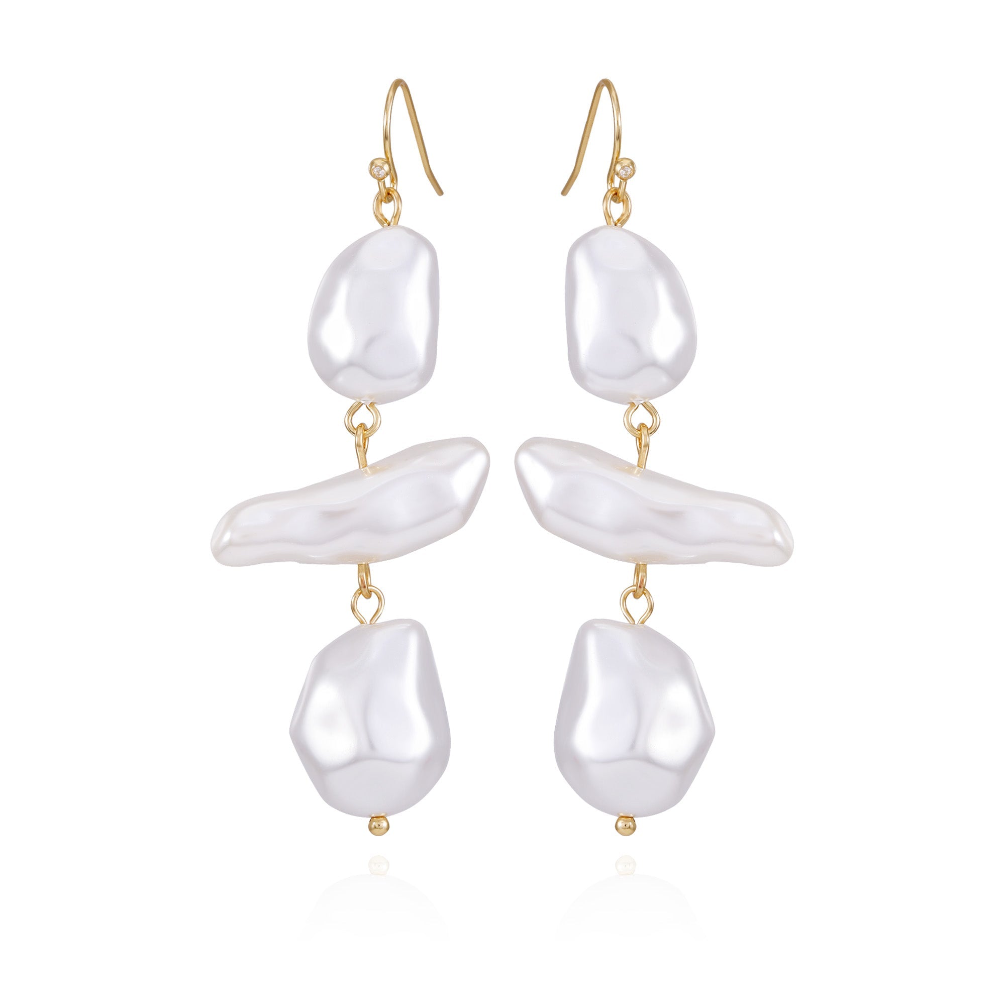 Goldtone Pearl Linear Drop Earrings