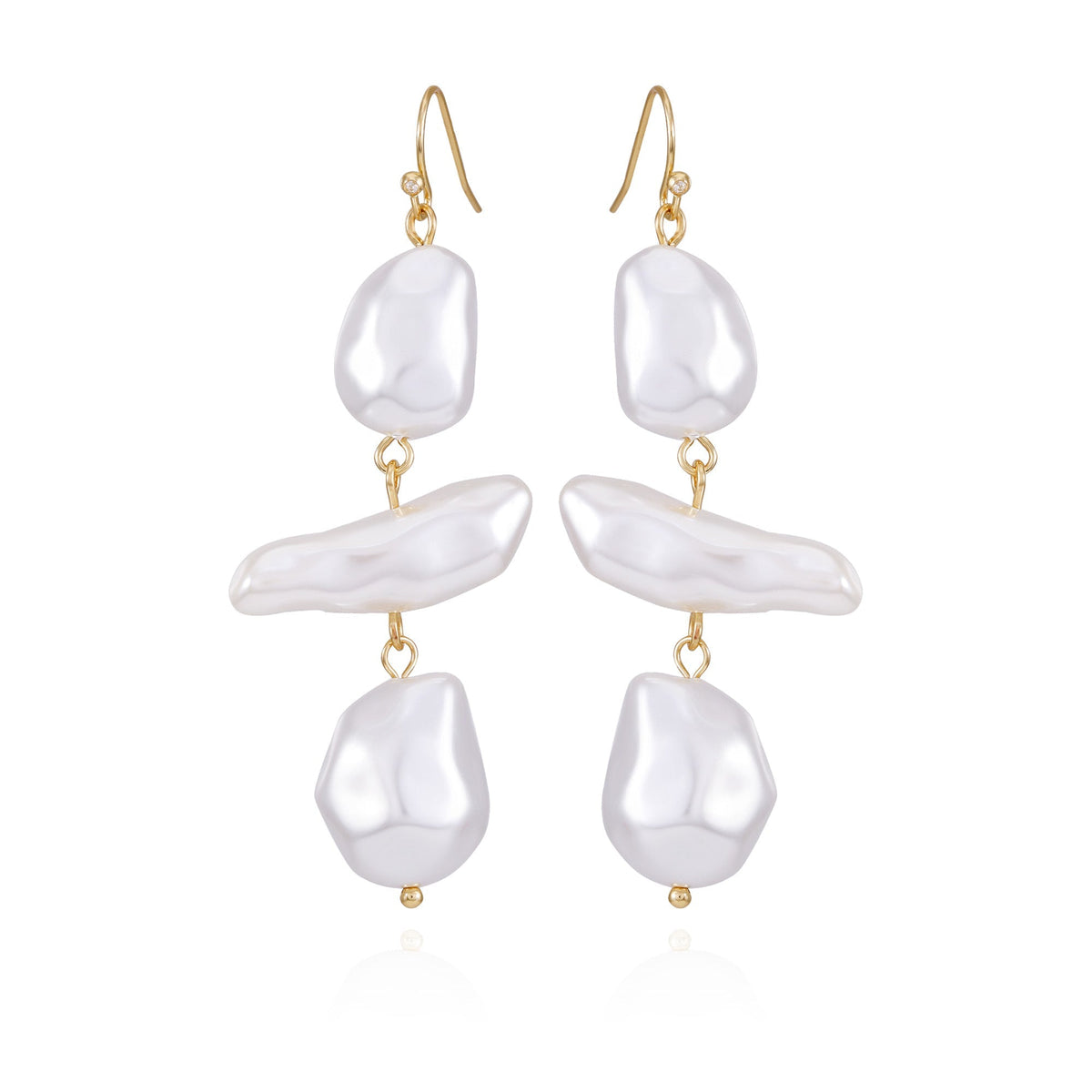 Goldtone Pearl Linear Drop Earrings