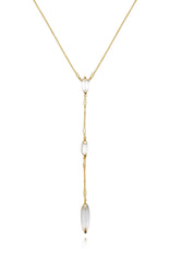 Long Goldtone & Stone Pendant Necklace