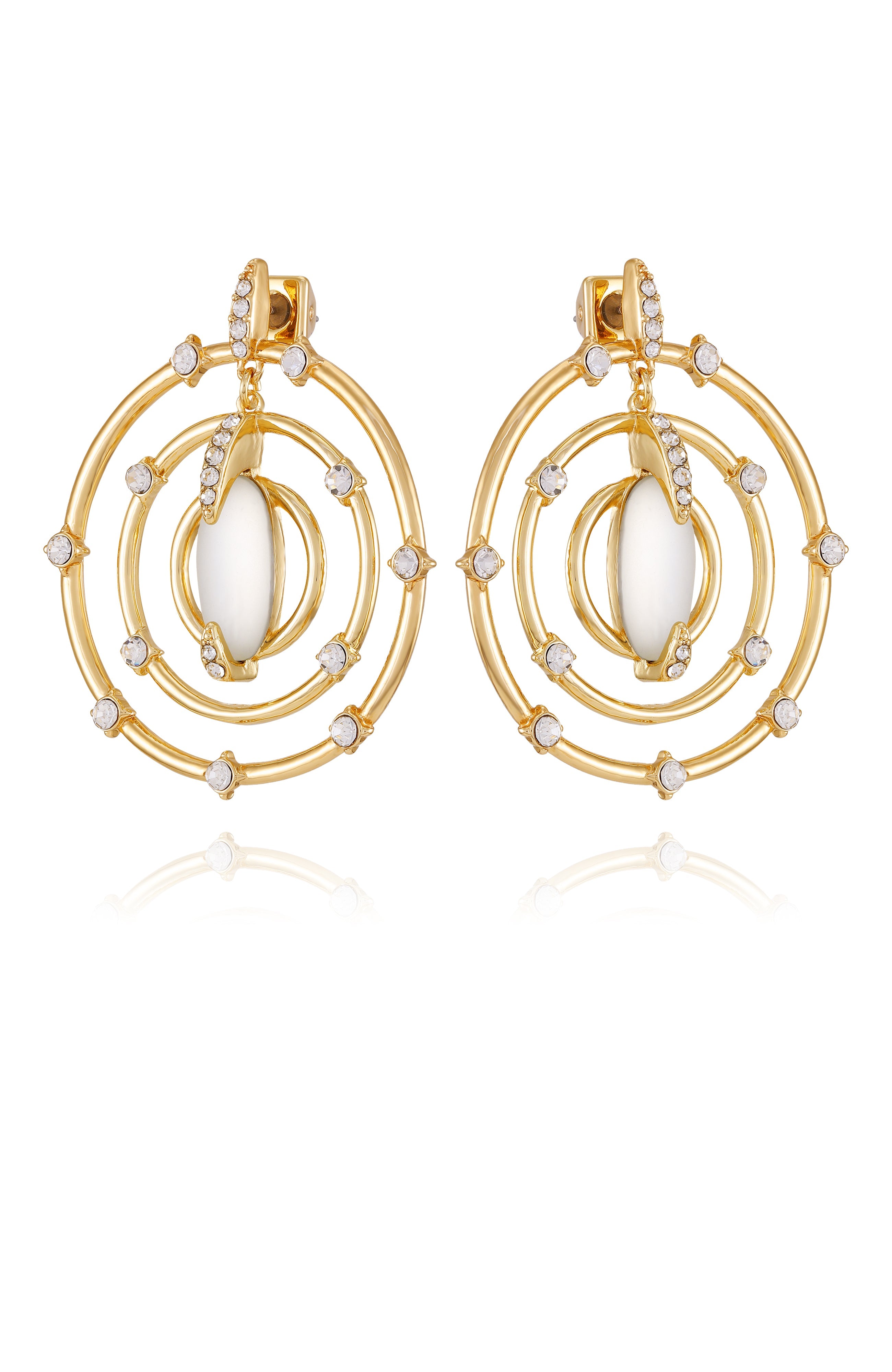 Statement Goldtone & Crystal Drop Earrings