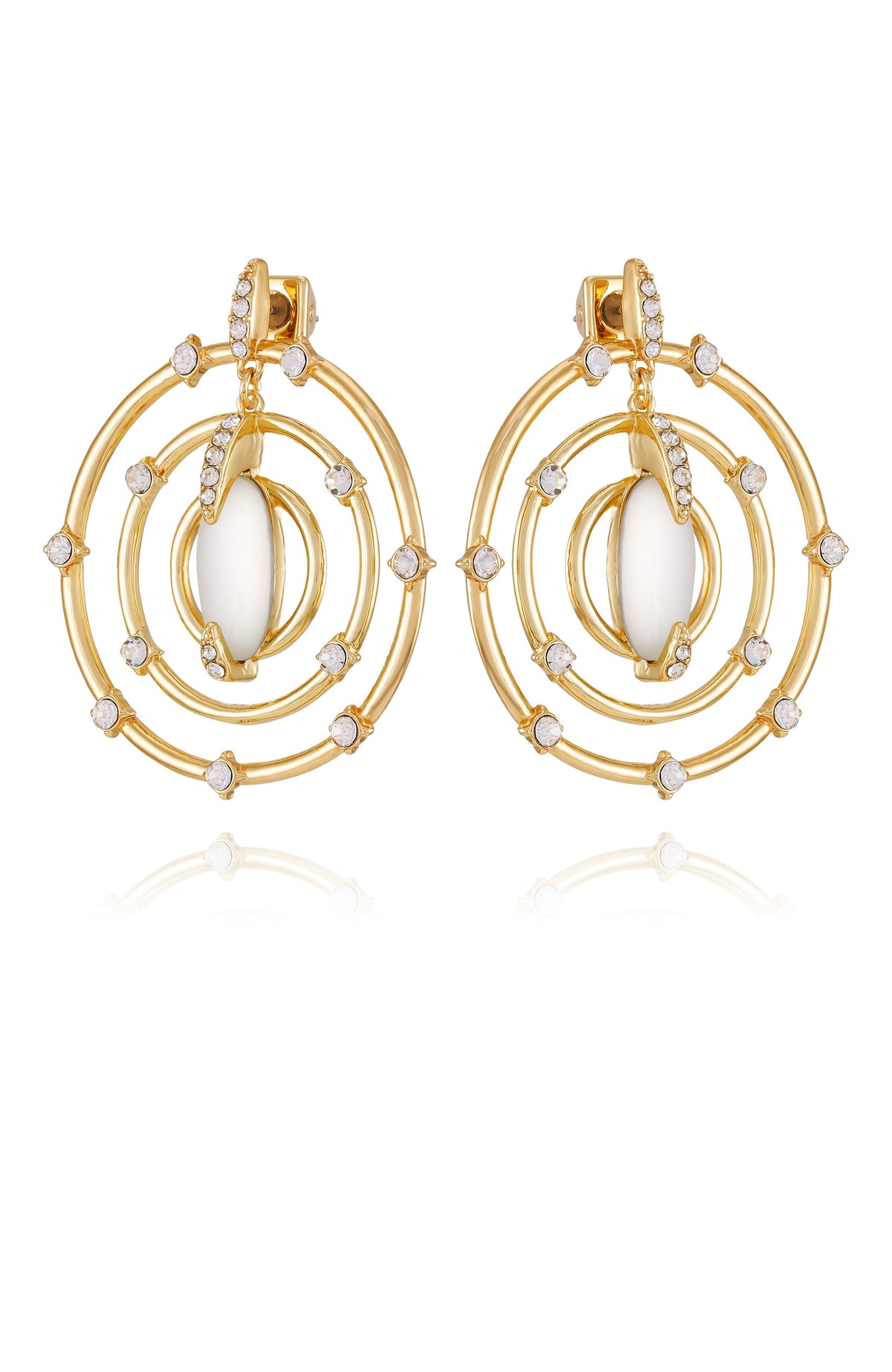 Statement Goldtone & Crystal Drop Earrings