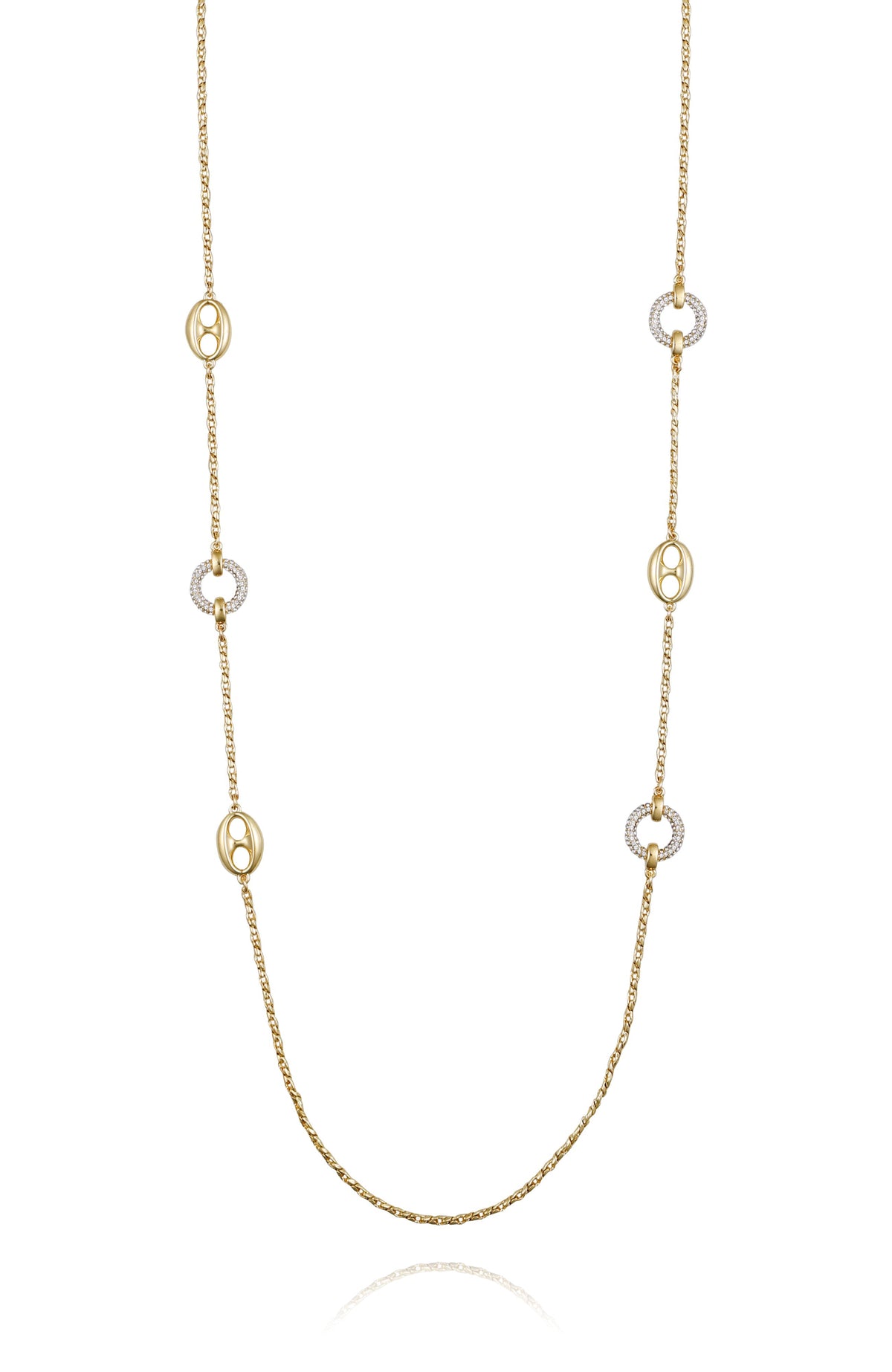 Signature Mixed Link Pavé Long Necklace