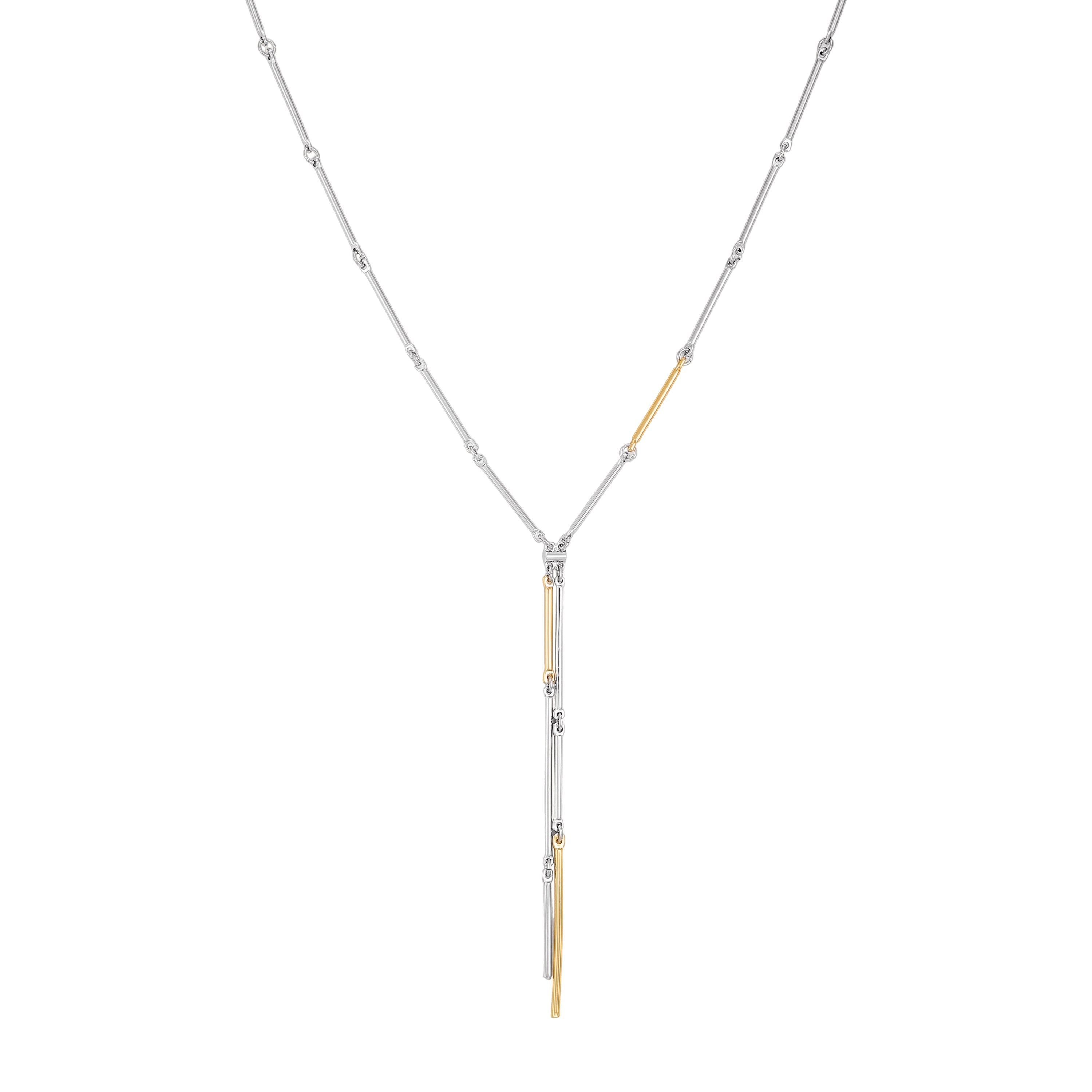Two Tone Bar Pendant Necklace