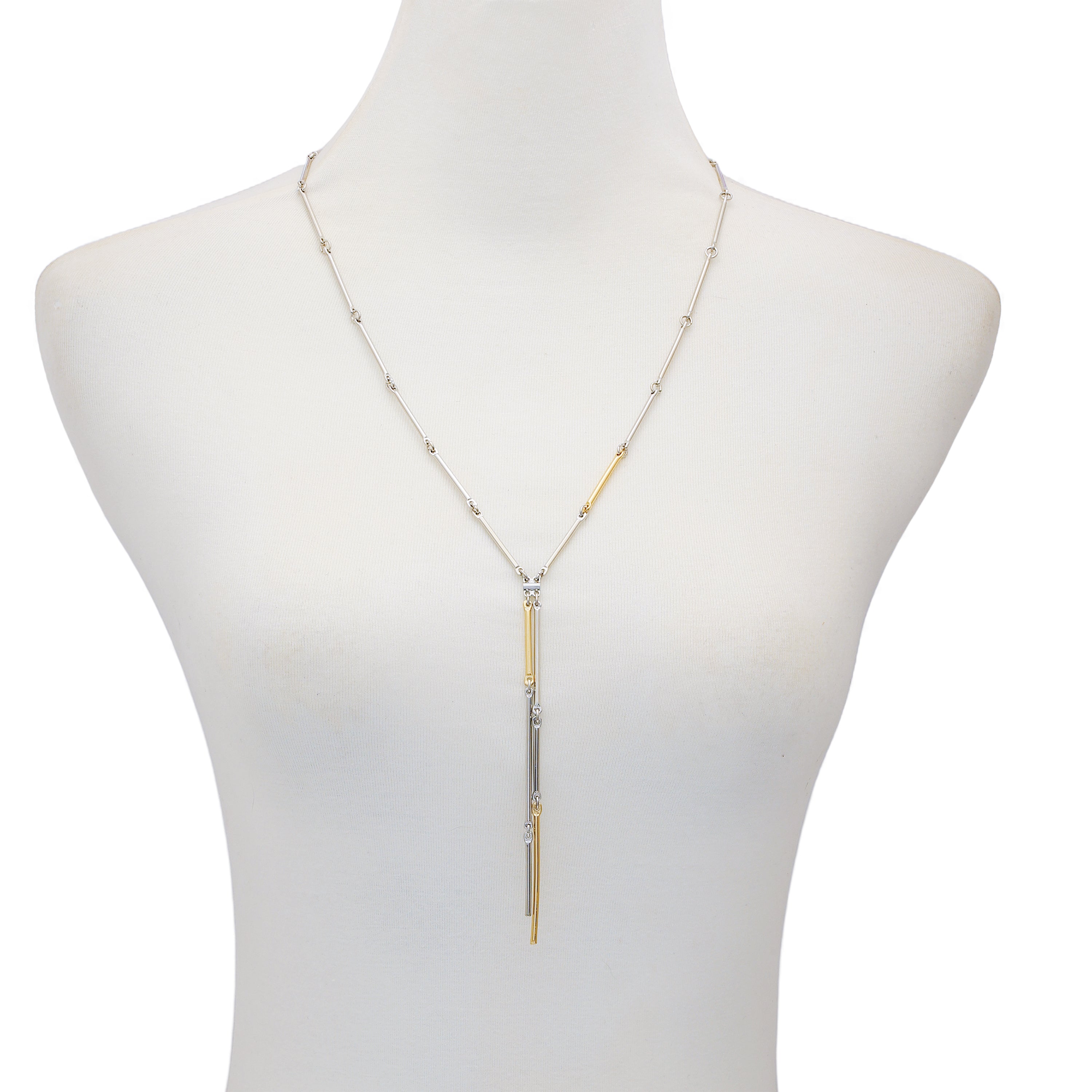 Two Tone Bar Pendant Necklace