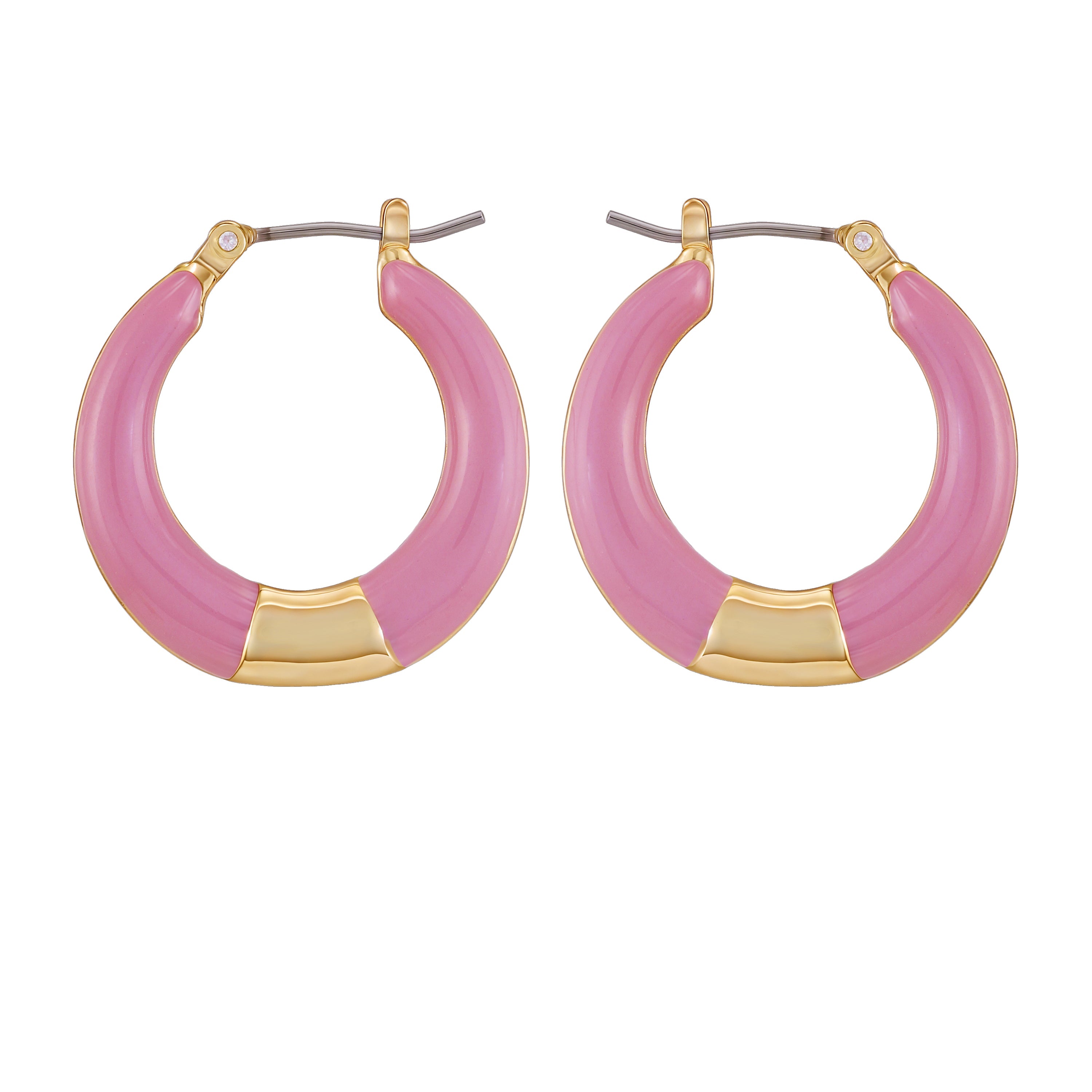 Gold Tone Enamel Hoop Earrings