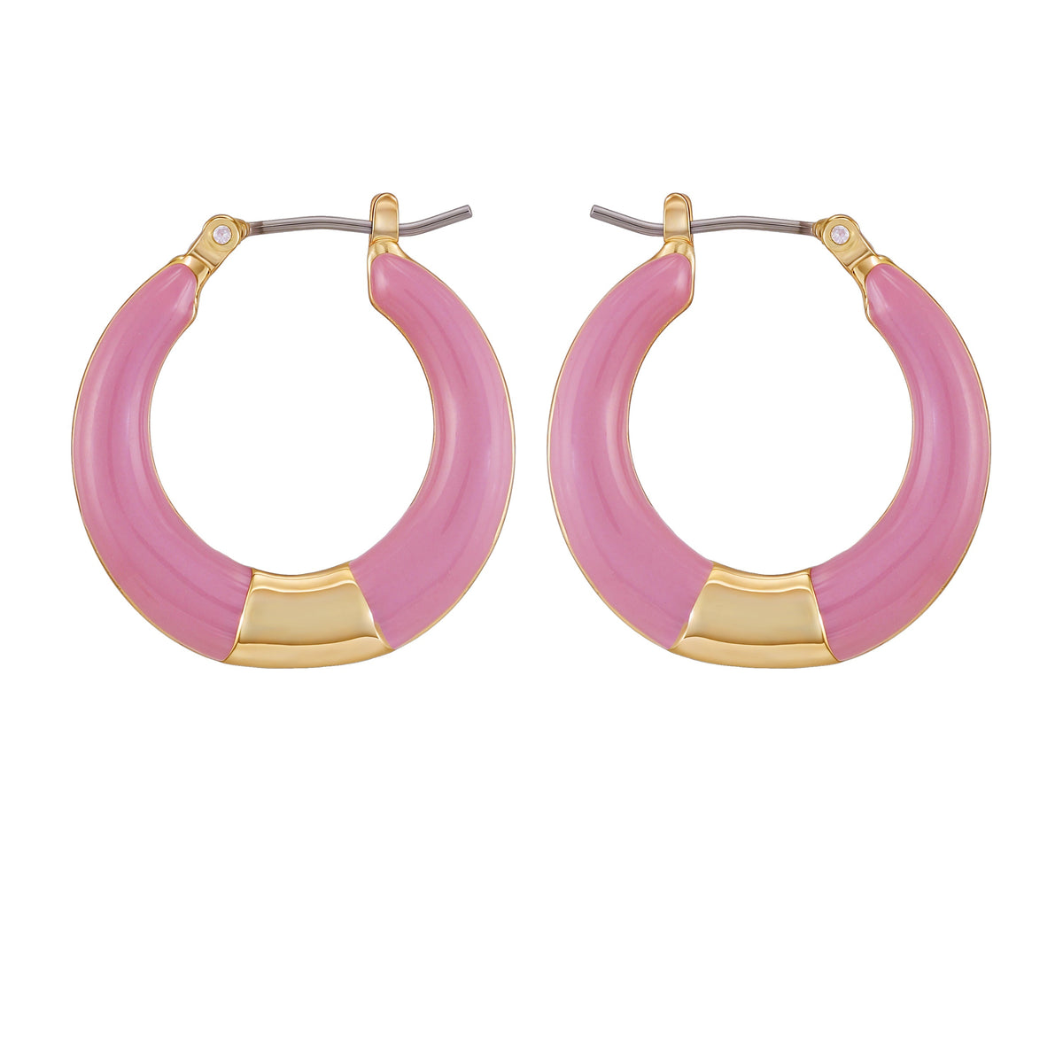Gold Tone Enamel Hoop Earrings