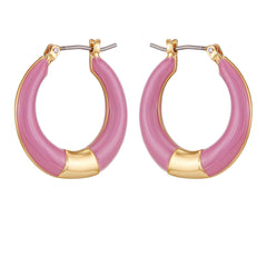 Gold Tone Enamel Hoop Earrings