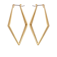 Goldtone Diamond Shaped Hoop Earrings