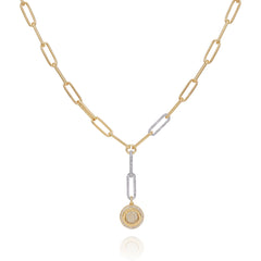 Two Tone Coin Pendant Y Necklace